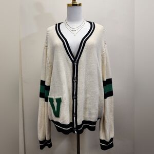 Callahan Cream Varsity Letter Cardigan Size 1X